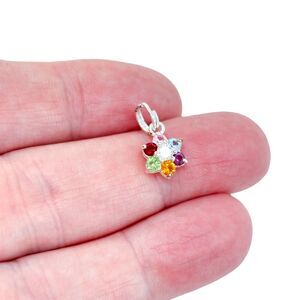 Estate Sterling Silver 925 Multicolor Cubic Zirconia Flower Charm Pendant